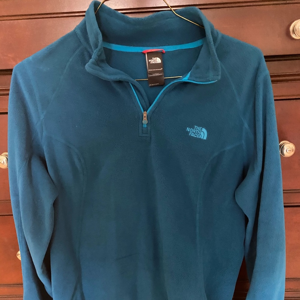 North Face teal, 1/2 zip fleece jacket
